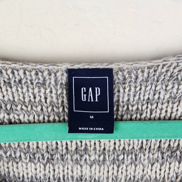 NWT GAP Lurex Metallic Wool Mohair Blend Oversized V-Neck Knit Sweater sz M - Picture 6 of 10